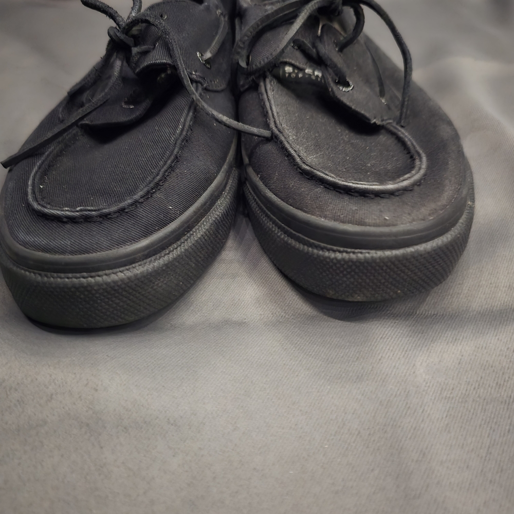 Sperry Mens Black Canvas Boat Shoes 12 - Picture 3 of 9